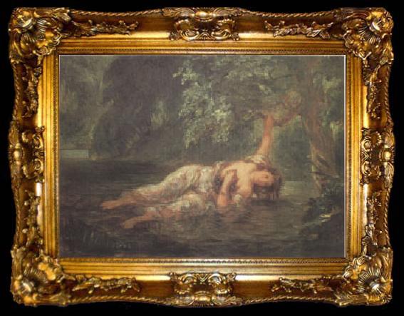 framed  Eugene Delacroix The Death of Ophelia (mk05), ta009-2